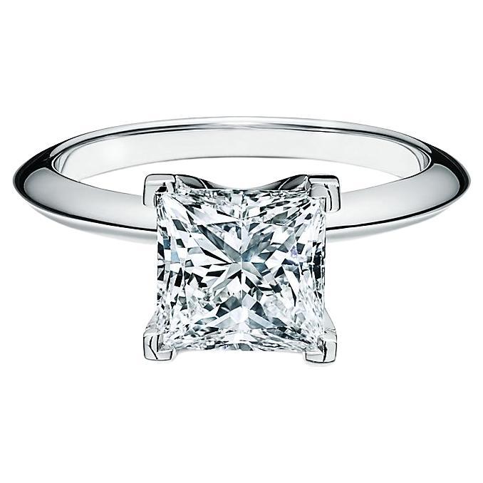 Tiffany & Co Platinum and Diamond Princess Engagement Ring .53 ct H VS2  3EXC $5k | eBay